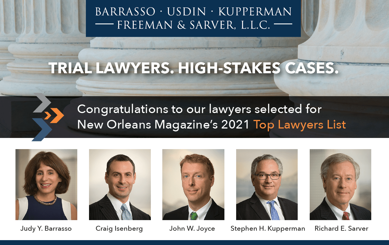 5 Partners Named to New Orleans Magazine's 2021 Top Lawyers list Edit